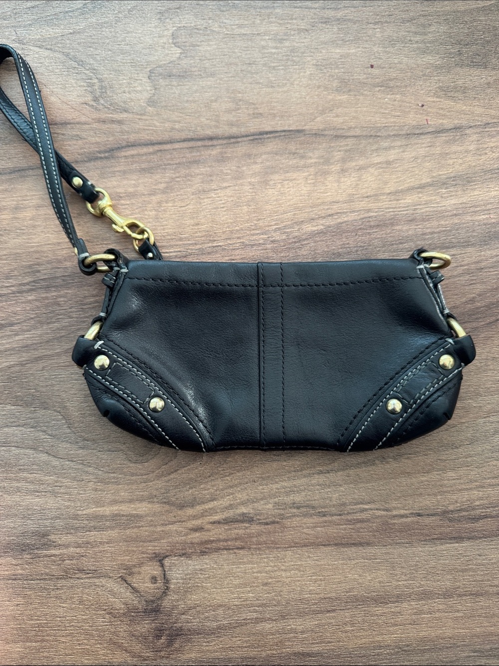 Coach Black Leather Wristlet Clutch - Classic Everyday Bag
